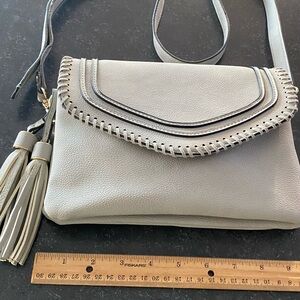 Gray Leather Crossbody Bag
